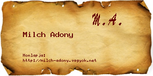 Milch Adony névjegykártya